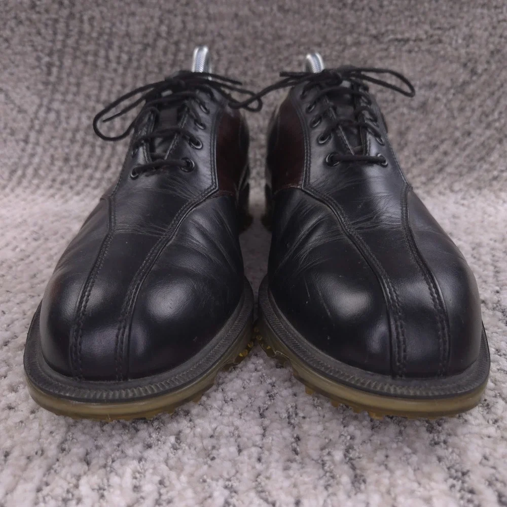 FootJoy DryJoys Tour Golf Shoes Mens Size 9 Black Brown Leather Lace Up Spikes